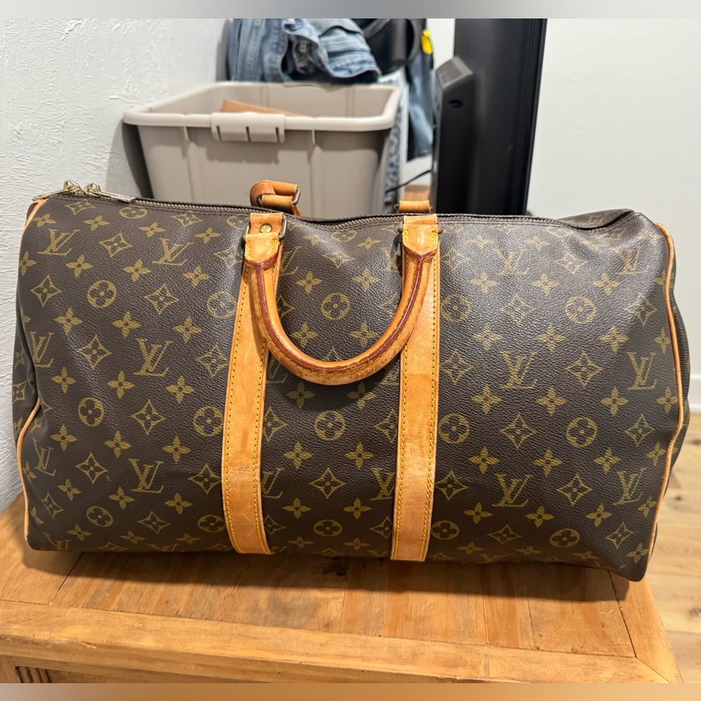 Louis Vuitton Monogram Keepall 45 Canvas Duffel with Natural Leather Trim - Picture 2 of 8